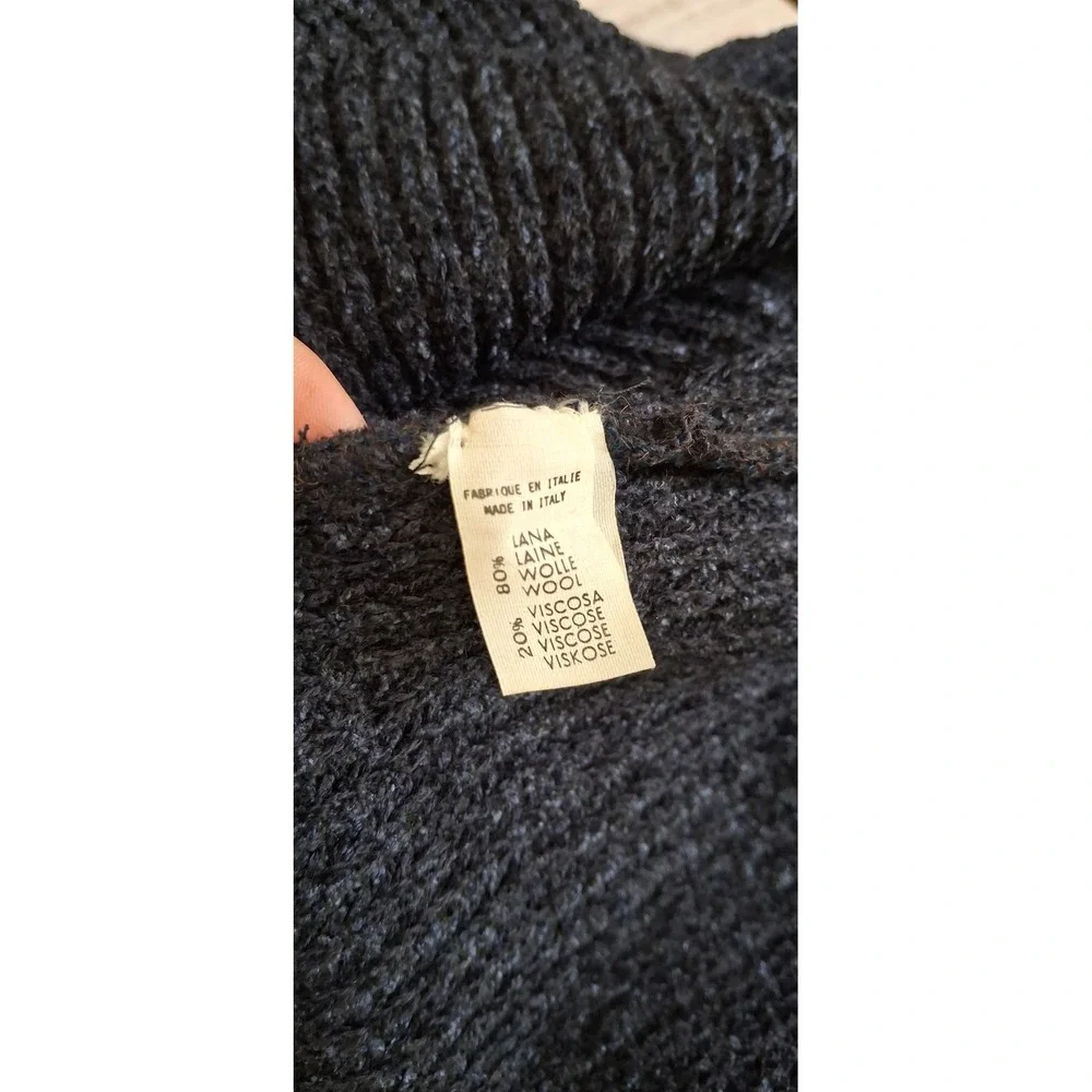 Tandem Firenze Navy Wool Blend V-Neck Knit Sweater Made in Italy XL NWT*READ